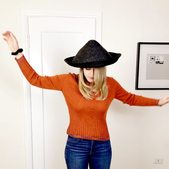BCBG Black Straw Hat - Picture 8 of 12